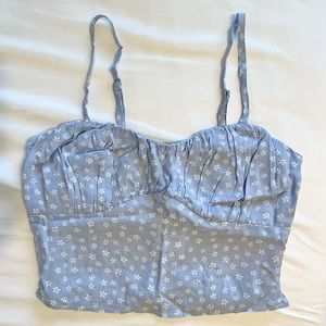 Pacsun Cropped Floral Cami in Light Blue (Size XS)